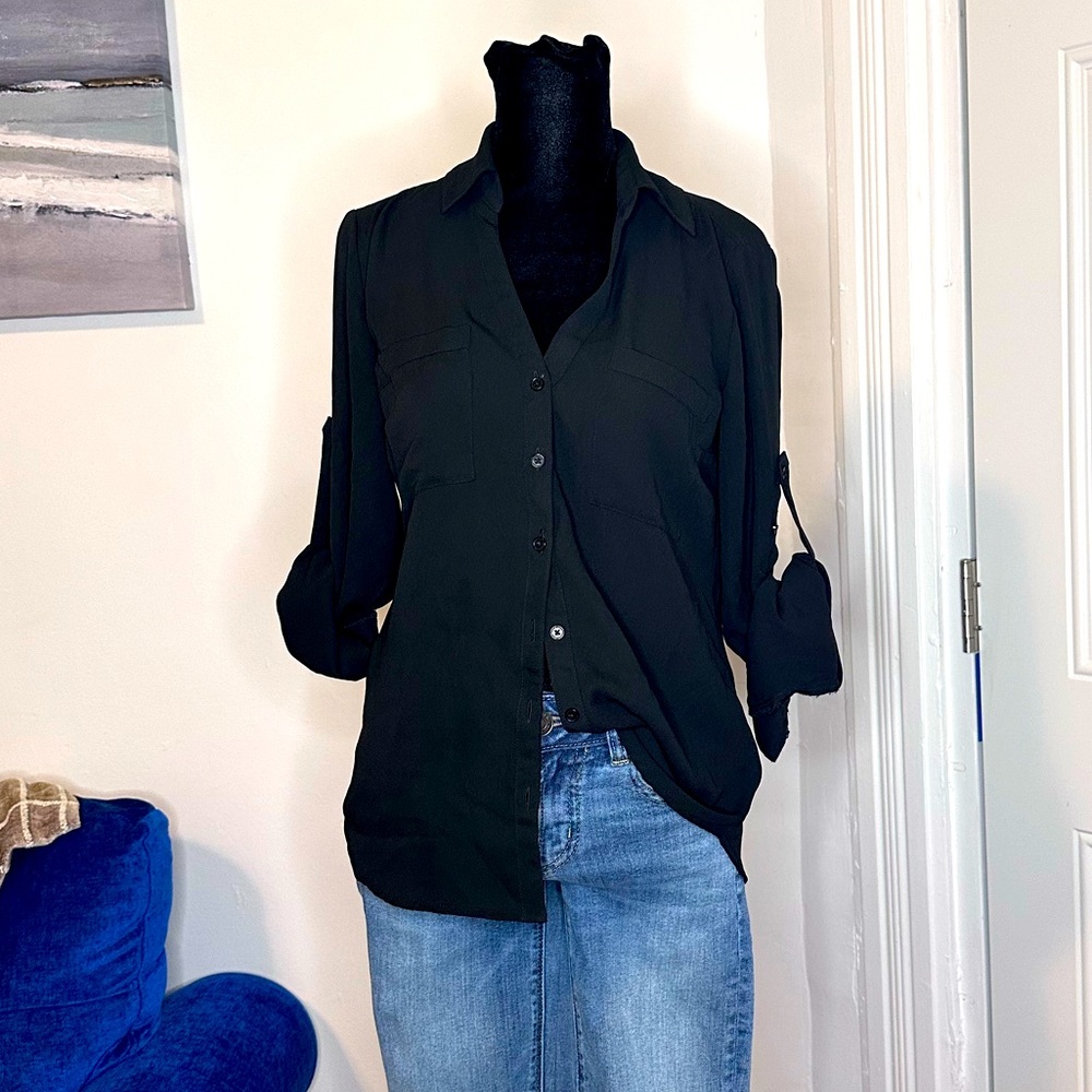 Express button up, Portofino, sheer style shirt in size XS